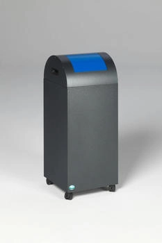 Proregal Selbstlöschender Wertstoffsammler rund | 60 Liter, HxBxT 80x32x32cm | Verzinkter Stahl | Grau-Blau | Abfalleimer - silber RVA23-09