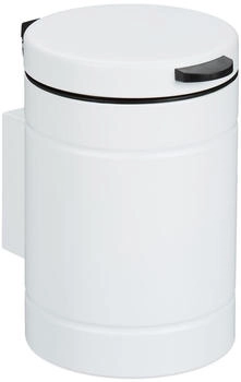 Relaxdays Kosmetikeimer Wandmontage, 3 Liter, Absenkautomatik, Inneneimer, Metall, runder Badezimmer , weiß (10049693_49)