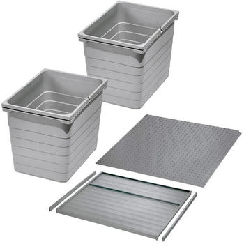 Sotech SO-TECH® Mülltrennsystem Ninka Abfalltrennsystem eins2vier alugrau Set Eimer 2x 17L, für Korpusbreite 500 mm Höhe 330 mm (AA26552)