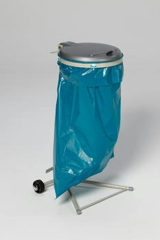 Proregal Robuster Abfallsammler für Wertstoffsortierung 1-Fach | Fahrbar, mit Rollen | 120 Liter, HxBxT 92x50x44cm | Stahl | Grau-Silber (RVA49-06)