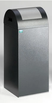 Proregal Selbstlöschender Wertstoffsammler rund | 60 Liter, HxBxT 80x32x32cm | Verzinkter Stahl | Grau-Silber | Abfalleimer - silber RVA23-10