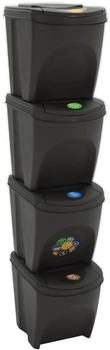 vidaXL Stapelbare M&uuml;lleimer 4 Stk. Grau 100 L Polypropylen