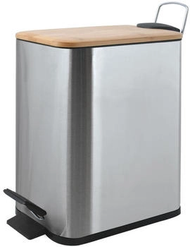 Spirella 5 Liter Edelstahl mit Absenkautomatik und Inneneimer Erik Badezimmer Softclose Silber Bambus