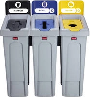 Rubbermaid Recyclingset Slim Jim 2057607 schwarz/blau/gelb