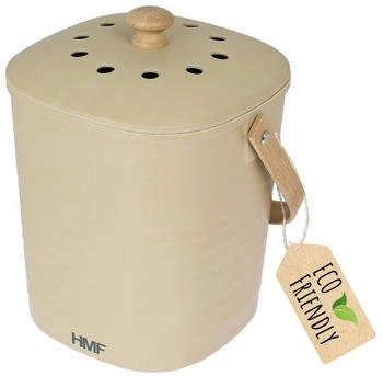 HMF Biom&uuml;lleimer 3780-6L Geruchsdichter Komposteimer mit Aktivkohlefilter, 6L, Beige, Beige, 6 l (3780-6L-27)