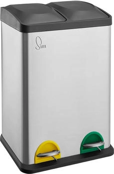Svita TC2X20 Kücheneimer 40L Trennmülleimer Mülltrennung Edelstahl Silber (90763)