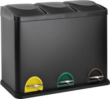 Svita TC3X15 Kücheneimer 45L Treteimer Abfalleimer Schwarz (92774)