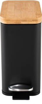 HTI-Living HTI living Pedalmülleimer Modern 5 Liter Schwarz Natur Abfalleimer Holzdeckel mit Soft-Close-Funktion (2222759)