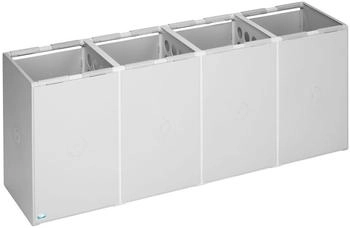 Proregal Robustes Abfall- und Wertstoffsammelsystem 4-Fach | ohne Deckel | 60 Liter 57x141x40,5cm | Kunststoff | Grau grau RVA43-08