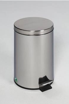 Proregal Robuster Tretabfallsammler mit Fußpedal & Inneneimer mit Griff | 5 Liter, HxBxT 28,5x20,5x20,5cm | Edelstahl | Silber (RVA82-06)