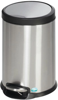 Proregal Robuster Tretabfallsammler mit Fußpedal | Gedämpftes Schließen | 20 Liter, HxBxT 46x31x37cm | Edelstahl | Silber | Abfalleimer - RVA81-04