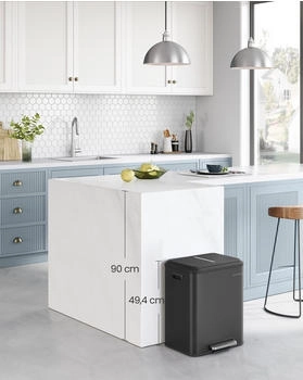 Songmics K&uuml;che, M&uuml;lltrennsystem 2x15L, 2 F&auml;cher,Stahl,Softclose-Deckel (LTBDE544B02)