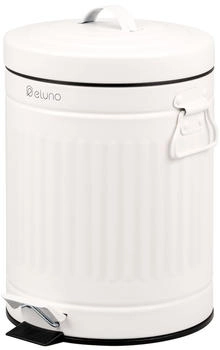 eluno Kosmetikeimer VINTAGE, Treteimer, 5 Liter Fassungsvermögen, mit herausnehmbaren Kunststoffinneneimer, aus Metall (Weiß) (90424-V)