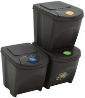 vidaXL Stapelbare M&uuml;lleimer 3 Stk. Grau 75 L Polypropylen