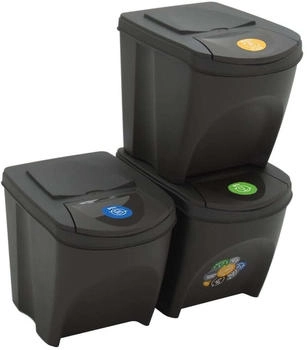 vidaXL Stapelbare 3 Stk. Grau 75 L Polypropylen (152198)