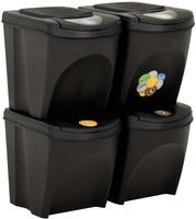 vidaXL Stapelbare M&uuml;lleimer 4 Stk. Anthrazit 100 L