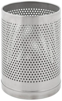 Proregal Perforierter runder Edelstahl Papierkorb |10 Liter, HxØ 29x22cm | Silber - silber Edelstahl RVB152