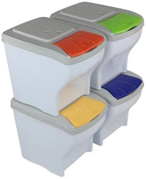 Garpet M&uuml;lltrennsystem K&uuml;che 4 Fach Freistehend Stapelbar K&uuml;che Schrank 60er Unterschrank 4 x 20 L Abfalleimer M&uuml;lltrenner M&uuml;llsortierer (2901)