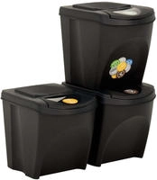 vidaXL Stapelbare M&uuml;lleimer 3 Stk. Anthrazit 75 L