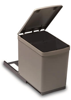 Victory Einbau-Abfallsammler Traditionline 15 Liter 2-Fach automatischen Deckelheber Alugrau (72833060)