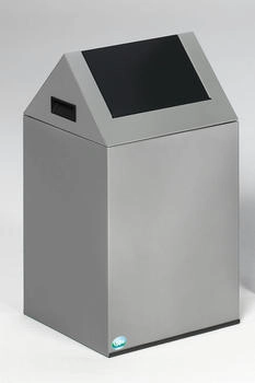 Proregal Selbstlöschender Wertstoffsammler spitz mit Einwurfklappe | 43 Liter, HxBxT 60x32x32cm | Verzinkter Stahl | Silber-Anthrazit (RVA24-06)