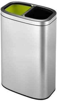 Proregal Rechteckiger Abfalleimer Aus Gebürstetem Edelstahl Mit Offener Einwurfsöffnung 40 Liter HxBxT 63 x 22,5 x 42 cm Silber (RVB196-03)