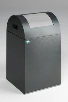 Proregal Selbstlöschender Wertstoffsammler rund mit Einwurfklappe | 43 Liter, HxBxT 60x32x32cm | Verzinkter Stahl | Grau-Silber (RVA23-03)