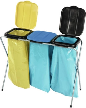 Nölle Abfallsammler 3x120l mit Deckel gelbblauschwarz (5989)