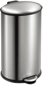 Proregal Ellipsenförmiger Treteimer aus gebürstetem Edelstahl | 40 Liter, HxBxT 68x35,5x39,6cm | Silber - silber Edelstahl RVB241-03