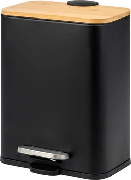 bremermann Kosmetikeimer, Treteimer 5 Liter Fassungsvermögen aus Bambus und schwarzem Metall (91778)