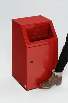 Proregal Selbstlöschender Putzwollkasten mit Pedal | HxBxT 76x40,5x47,5cm | Stahl | Rot (RVA71-01)