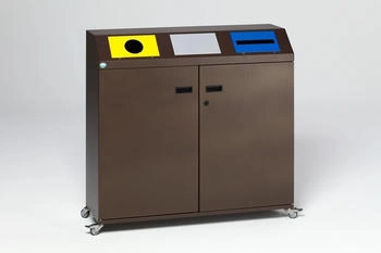 Proregal Selbstlöschende Wertstoffsammlstation eckig | 80 Liter je Behälter 97,5x108x37,5cm Braun braun RVA30-03