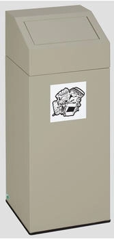 Proregal Selbstlöschender Wertstoffsammler "Restmüll" | 82 Liter, HxBxT 89x38x38cm | Verzinkter Stahl | Grau | Abfalleimer Müllkorb - grau RVA33-16