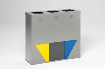 Proregal Robuste Wertstoffsammlstation 3 Einsätzen | 89 Liter je Behälter 93,3x102,7x33cm Silber silber RVA18-01