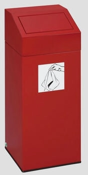 Proregal Selbstlöschender Wertstoffsammler "Putztücher" | 82 Liter, HxBxT 89x38x38cm | Verzinkter Stahl | Rot | Abfalleimer Müllkorb - rot RVA33-14