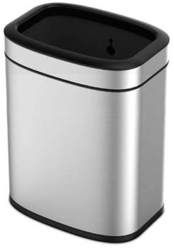 Proregal Rechteckiger Abfalleimer aus gebürstetem Edelstahl mit offener Einwurföffnung | 20 Liter, HxBxT 43x35,5x22,5cm | Silber (RVB196-01)