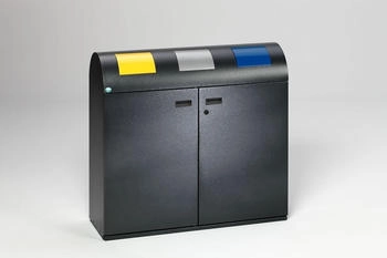Proregal Selbstlöschende Wertstoffsammlstation rund | 80 Liter je Behälter 99,5x108x37,5cm Grau silber RVA29-01