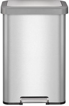 Proregal Rechteckiger Treteimer aus gebürstetem Edelstahl | 45 Liter, HxBxT 65,2x43,5x33,5cm | Silber - silber Edelstahl RVB250