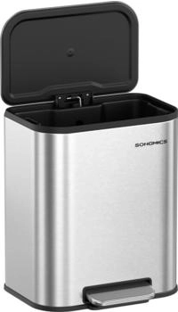 Songmics K&uuml;che, 20 Liter Abfalleimer mit Deckel, Tretm&uuml;lleimer, Stahl, Softclose, Offenhaltefunktion (LTBDE542E20)