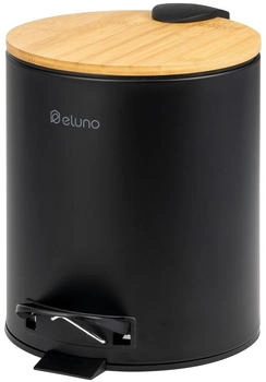 eluno Kosmetikeimer, Treteimer 5 Liter aus Bambus und Metall (90006-V)