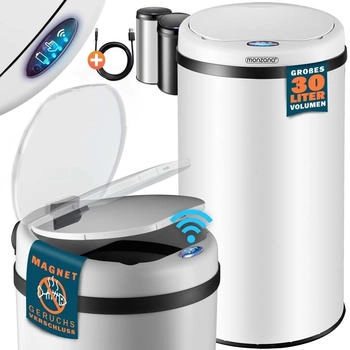 Monzana Sensorm&uuml;lleimer S 30l wei&szlig; Metall (109761)