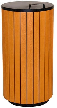 Proregal Robuster Abfallbeh&auml;lter 90 Liter, Hx&Oslash; 86x46cm | Holzoptik, Anthrazit - braun Metall RVB84