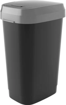Curver KIS DUAL SWING Abfallbehälter, Kunststoff, schwarz/grau, 50 Liter (8077000)