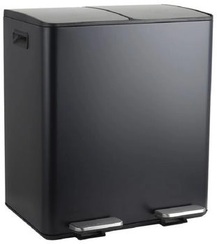 Spirella Mülltrennsystem 40 L (2x20 Liter) mit Inneneimer große Abfallbehälter Abfalleimer Treteimer Edelstahl Absenkautomatik - Schwarz (10.29481)