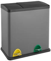 Tc2combo35 M&uuml;lleimer Grau 35 Liter 12+23l Treteimer Trennsystem K&uuml;che - Svita