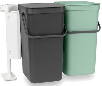 Brabantia Sort & Go Abfallbehäl. 2 x 16 L Dark Grey & Jade Green Papierkörbe &