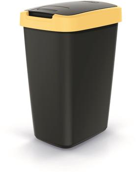 Prosperplast Keden Compacta Q mit Schwing- und Klappdeckel 12L Kunststoff Mülltrennung Abfallbehälter Recycling Abfallsammler (Schwarz/Hellgelb)