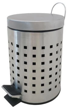 MSV France Kosmetikeimer Silber Treteimer Abfalleimer - 3 Liter &ndash; mit Herausnehmbaren Inneneimer (MS4671)