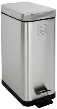 Svita STM10 Treteimer Tretmülleimer Abfalleimer 10l inkl. Inneneimer Softclose-Deckel Fußpedal freistehend rechteckig Silber (90734)
