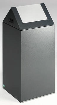 Proregal Selbstlöschender Wertstoffsammler spitz | 60 Liter 80x32x32cm Grau-Silber | silber RVA24-09